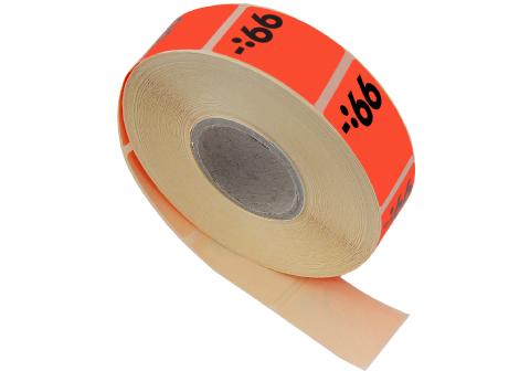 Etikett självh. 25X40 fluor röd 99:-