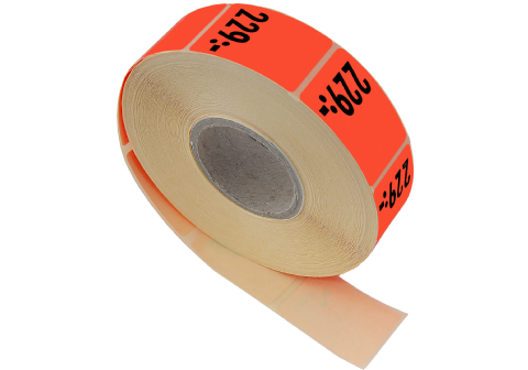 Etikett självh. 25X40  fluor röd 229:-