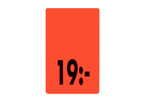 Etikett självh. 25X40 fluor röd 19:-