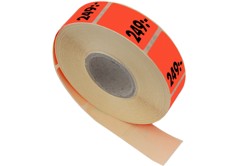 Etikett självh.25X40  fluor röd 249:-