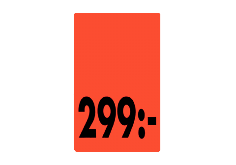 Etikett självh. 25X40 fluor röd 299:-