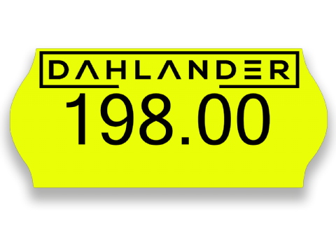 Etikett 26x12 mm fluor färg med 1-färgs tryck 36 rlr/54.000 st/krt