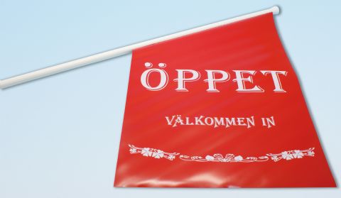 Öppetflagga röd/vit m.stång