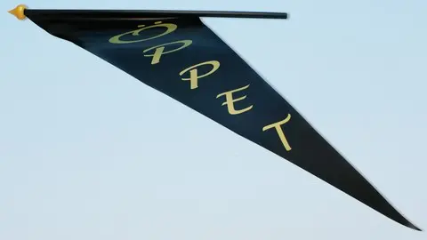 Öppetvimpel svart/guld m.stång
