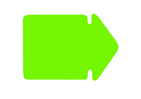 Pil liten 130x90mm fluor grön