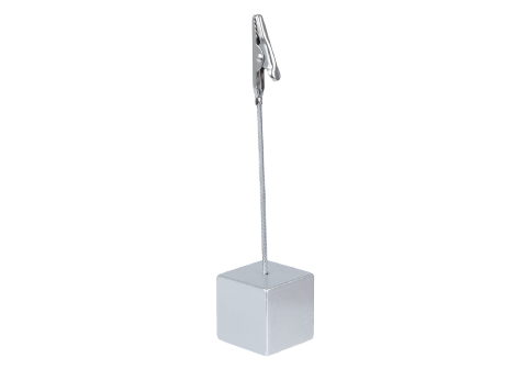 Krokodilklämma på stång med fot, silver