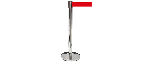 Avspärrningsstolpe silver,ink rött band 3m