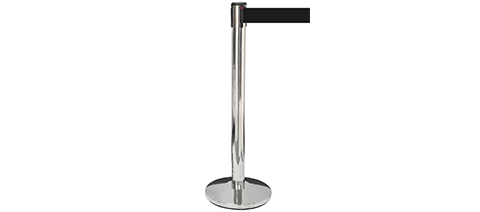 Avspärrningsstolpe silver,ink svart band 3m