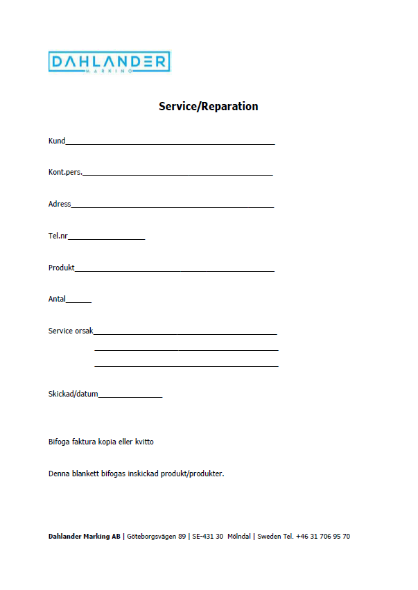 Formulär servicerapport