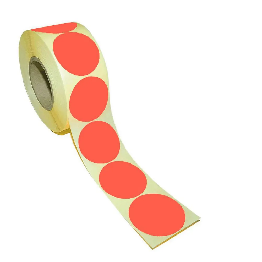 Etikett självhäft. rund fluor röd 29mm
