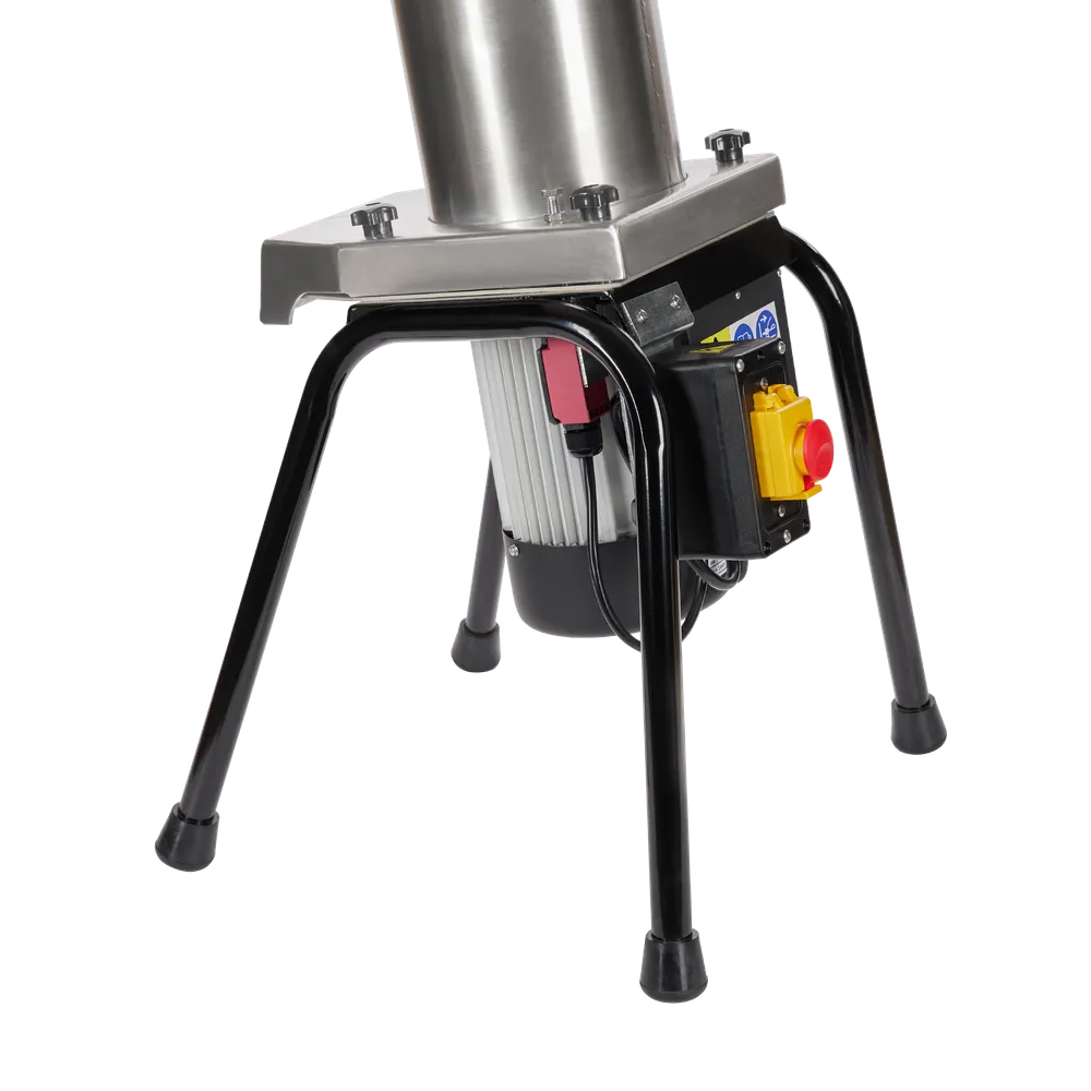 Detaljbild av elektrisk fruktkross 2200 som visar säkerhetsbrytare med nödstopp