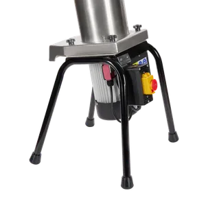 Detaljbild av elektrisk fruktkross 1500 som visar säkerhetsbrytare med nödstopp