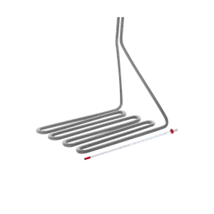 Värmeelementet på en doppvärmare samt en termometer som används för att pastörisera must