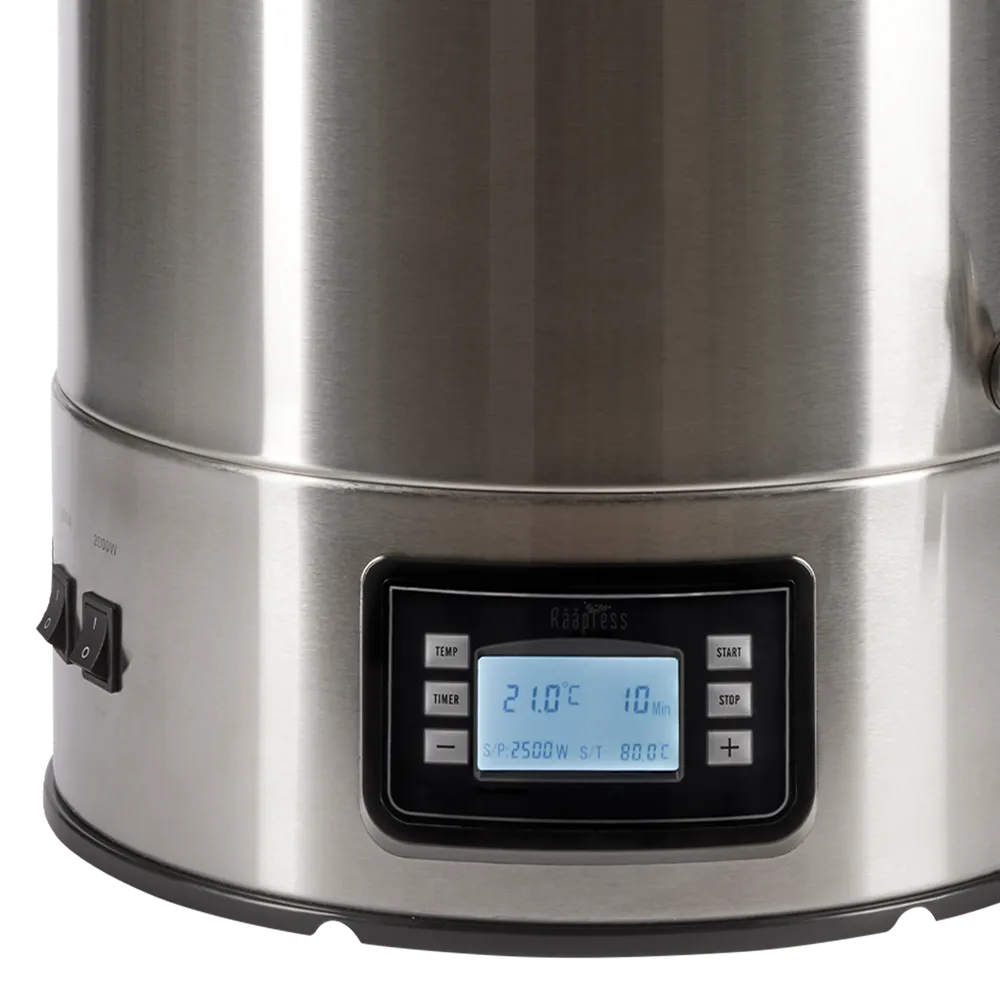 Pastören har en tydlig display för kontroll av tid och temperatur vid pastörisering av äppelmust