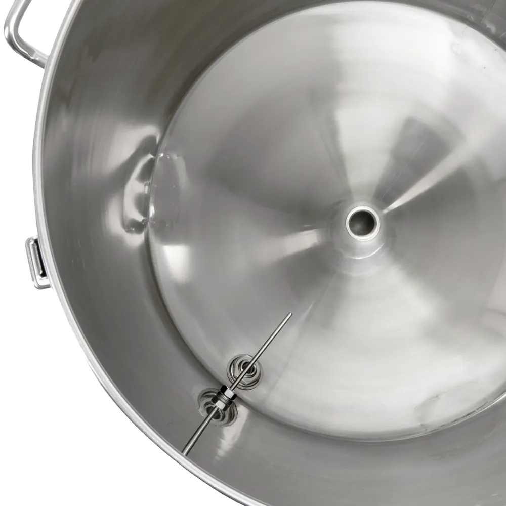 Indvendig side af 62 liters gæringstank med termometer til nøjagtig måling