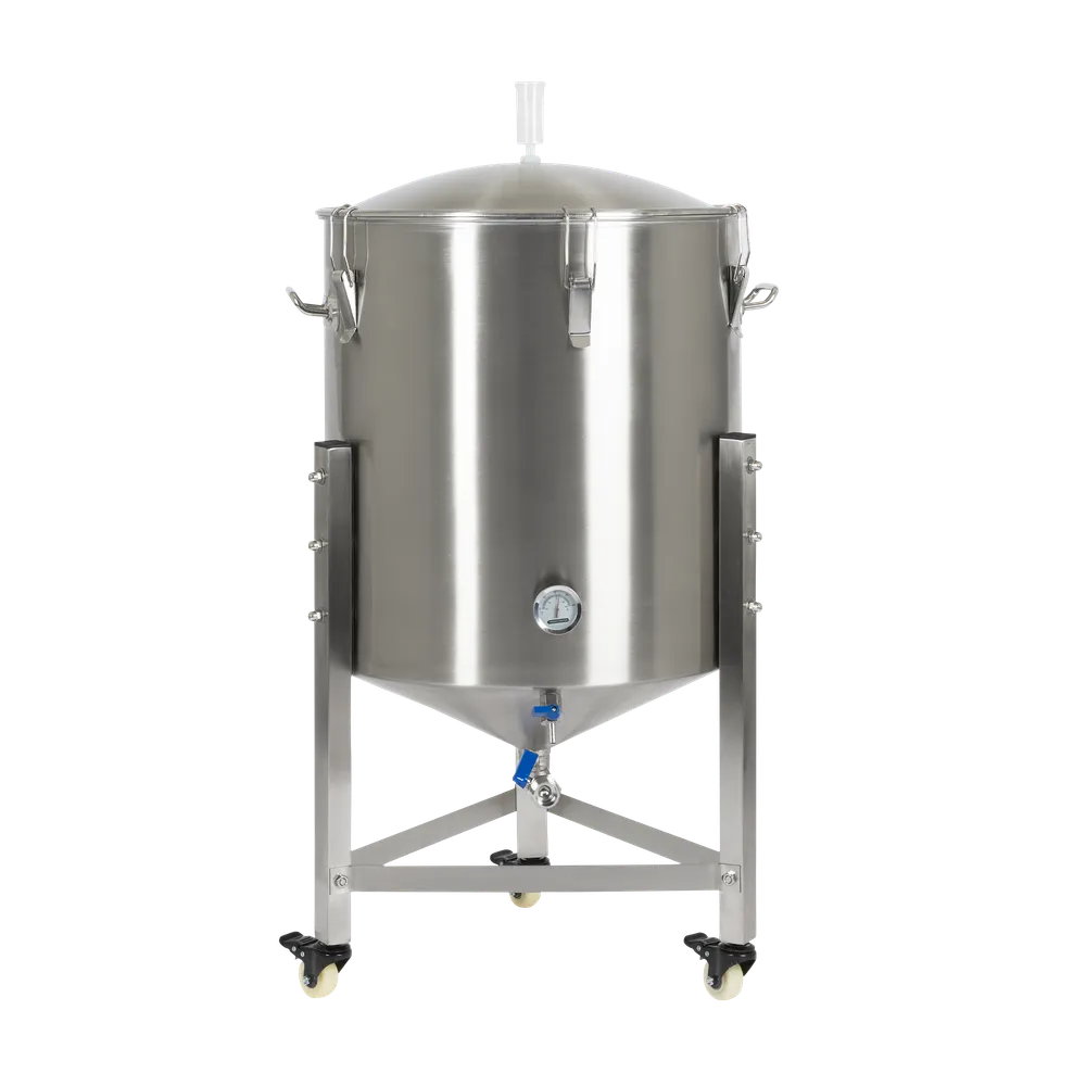 Jästank 100L i rostfritt stål, stor, livsmedelssäker och mobil med stabila hjul