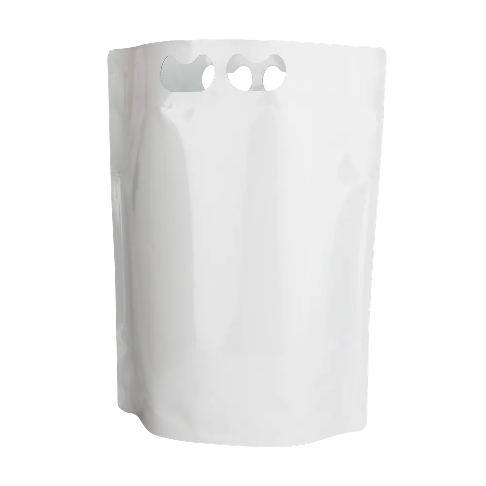 Hvid stand-up taske, pose, 3L i plast med hane