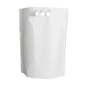 Hvid stand-up taske, pose, 3L i plast med hane