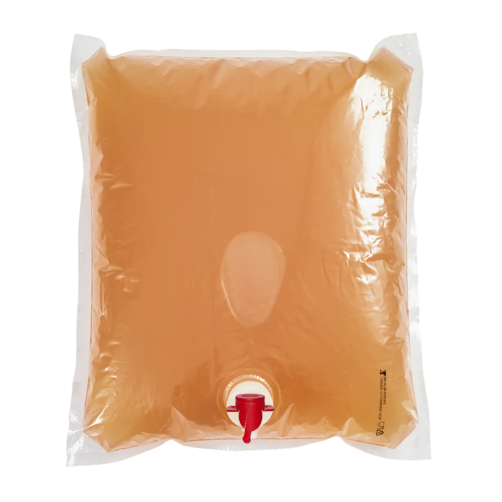 Stor 5-liters bag-in-box med hane, fyldt med friskpresset æblejuice