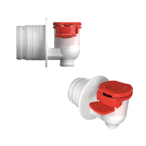 Hvid og rød hane af hård plast til nem udskænkning af juice