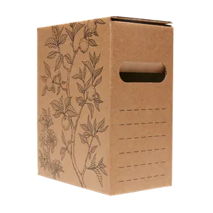 Kortsiden av en Bag-in-box boks i papp med eplemotiv med skrivefelt