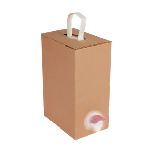 Pose i karton med papirhåndtag i udfoldet position