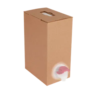 Brun BIB-karton 1,5L med fladt, nedfældeligt paphåndtag - nem at stable og opbevare