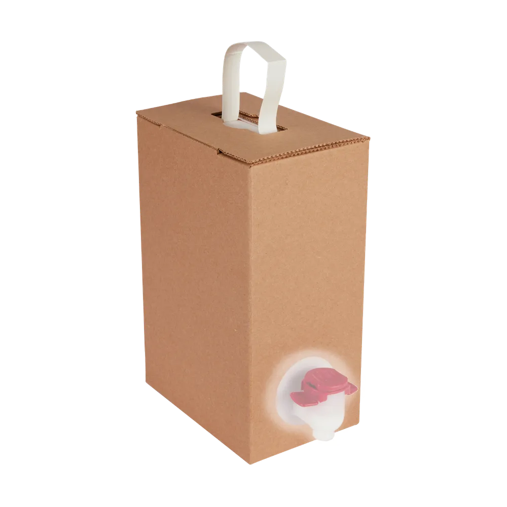 Brun Bag in Box karton med stærkt foldet håndtag - nem og sikker at bære