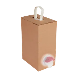 Brun Bag in Box karton med stærkt foldet håndtag - nem og sikker at bære