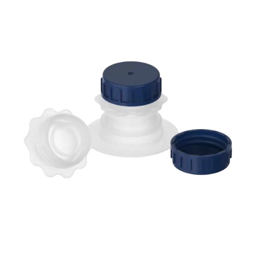 Blå skrukork som kan brukes på BIB-pose