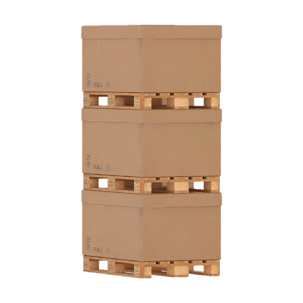 Bag-in-web er smart pakket i papp på paller som kan stables oppå hverandre