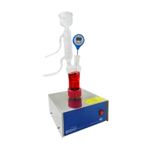 Ebulliometer som är elektriskt uppvärmd, kontrollbox i plåt och mätrör i glas