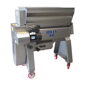 Maskin för avstjälkning av vindruvor med krossningsaggregat monterat under, tillverkad i rostfritt stål