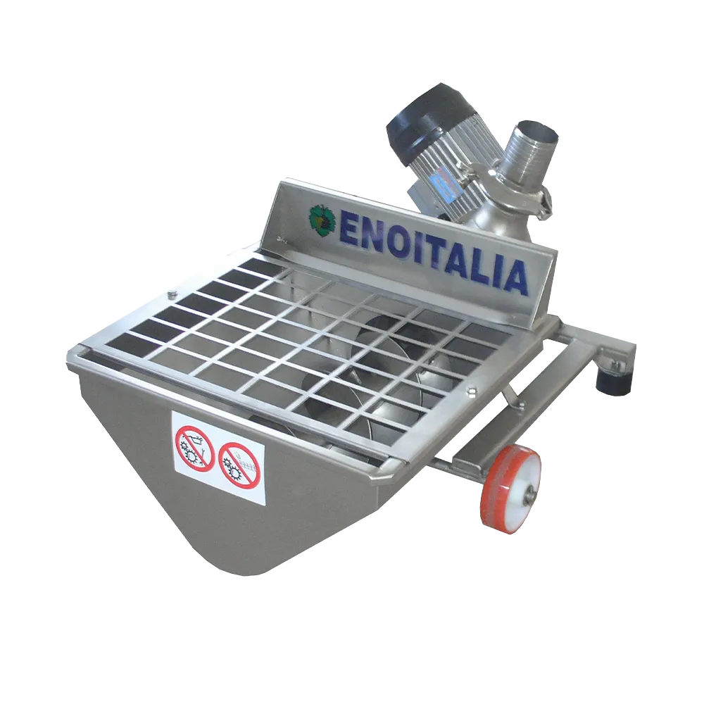 Keräysastia ruostumatonta terästä asennettuna kärryyn yhdessä pumpun kanssa, arina on keräysastian päällä