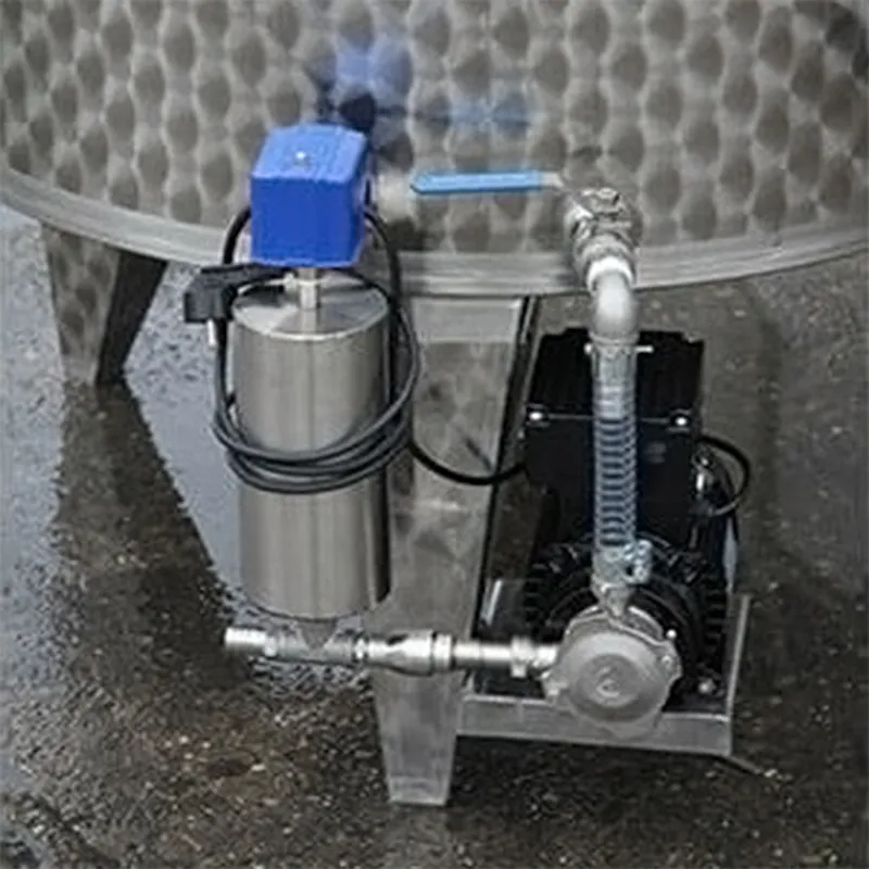 Pumpe til vin og juice, der kan monteres direkte på tanken, fritstående eller på en vogn i rustfrit stål med hjul