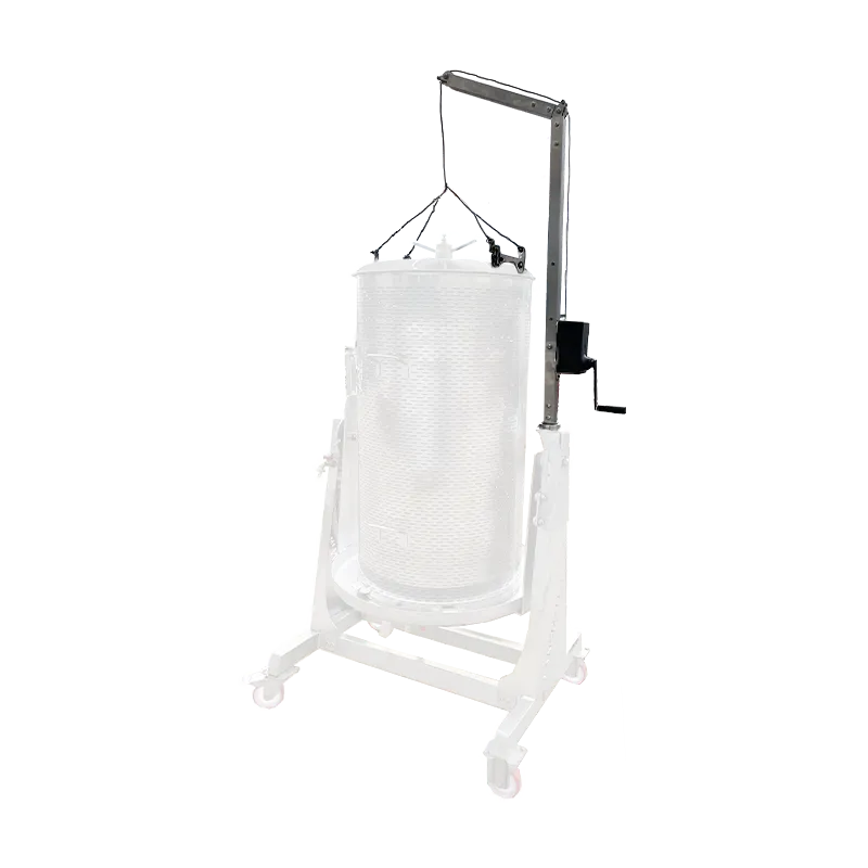 Vinssi on asennettu Lancmanin vesipuristimeen, vesipuristin on valkoisen sävyinen