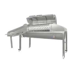 Frukttvätt med enkel åtkoms av insidan med den roterande cylindern med hjälp av ett öppningsbart överdrag i rostfri plåt