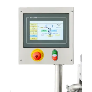 Digital display med funktionalitet och knappar till maskin för automatisk fyllning och förslutning av BIB påsar