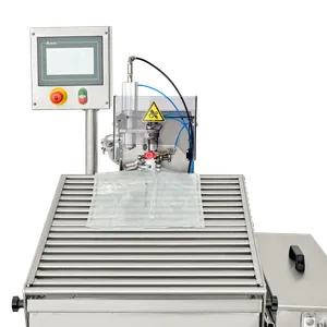 Översiktsbild på Automatisk Bag-In-Box-fyllare Autoflow i rostfritt stål med påse placerad i hållare