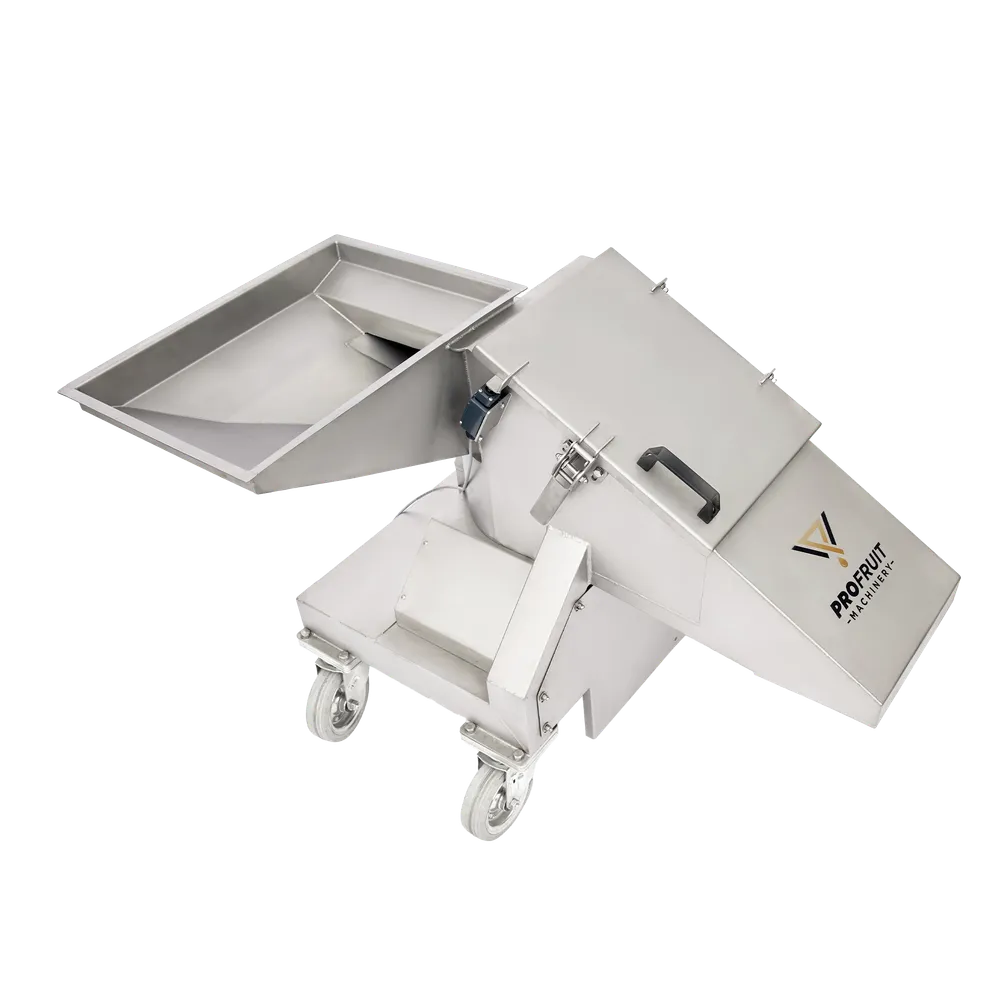 Bær- og fruktknuser i rustfritt stål med innmatingsbeholder i rustfritt stål