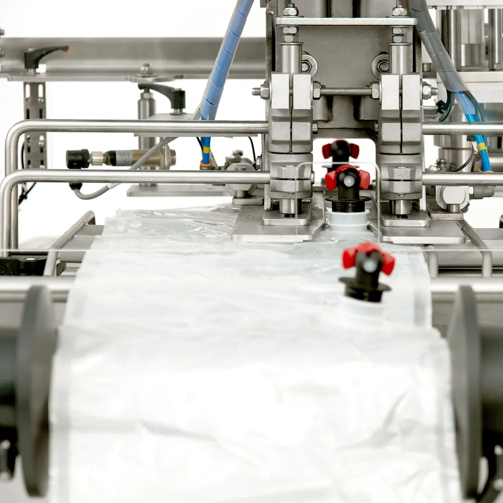 Närbild på inmatningsdel i BIB-fyllare Maxiflow