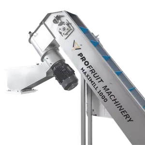 Hedelmämurskain ja annostelija on asennettu kuljetushihnan päähän