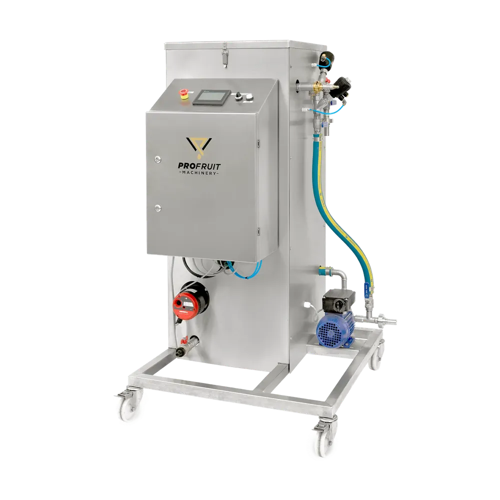 Pasteuriseringsapparat i rustfritt stål med elektrisk skap og display med kontroller