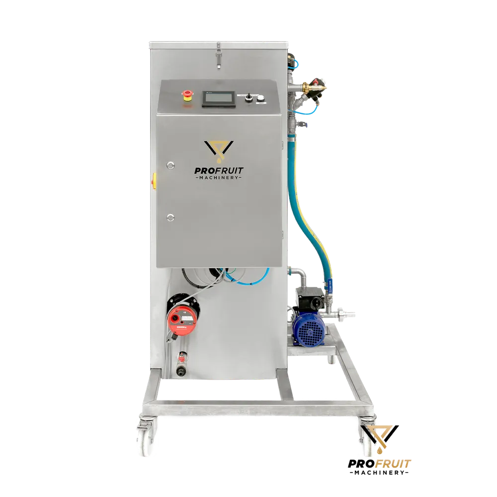 Pastöreringsmaskin på ställning  i rostfritt stål med svängbara hjul