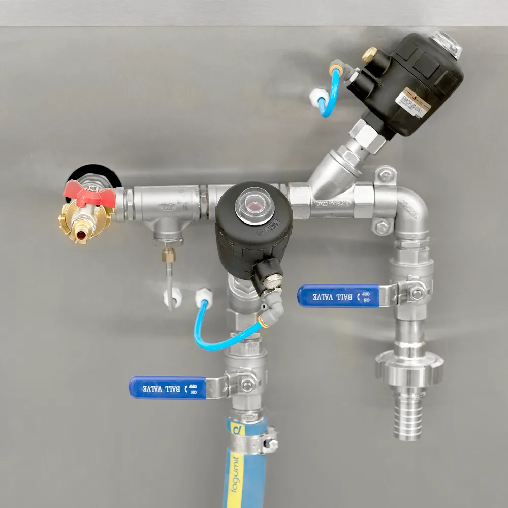 Tappkran och slangar till elektrisk pastor i rostfritt stål