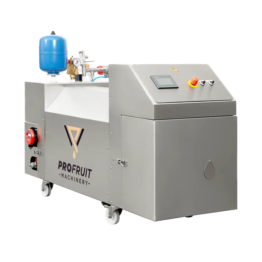 Avancerad och kompakt pastöriseringsmaskin HEAT 500  i rostfritt stål på fyra hjul som används med diesel eller gas