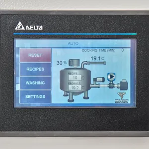 Detaljbilde på displayet som viser et prosessbilde med driftsindikasjoner og temperaturer