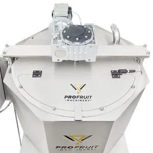 Marmeladekoker sett ovenfra, med åpningsbart lokk på toppen og motor og girkasse for omrører