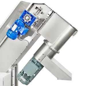 Drivmotoren til transportbåndet er placeret på siden øverst på maskinen, frugtknuseren er monteret nedenunder