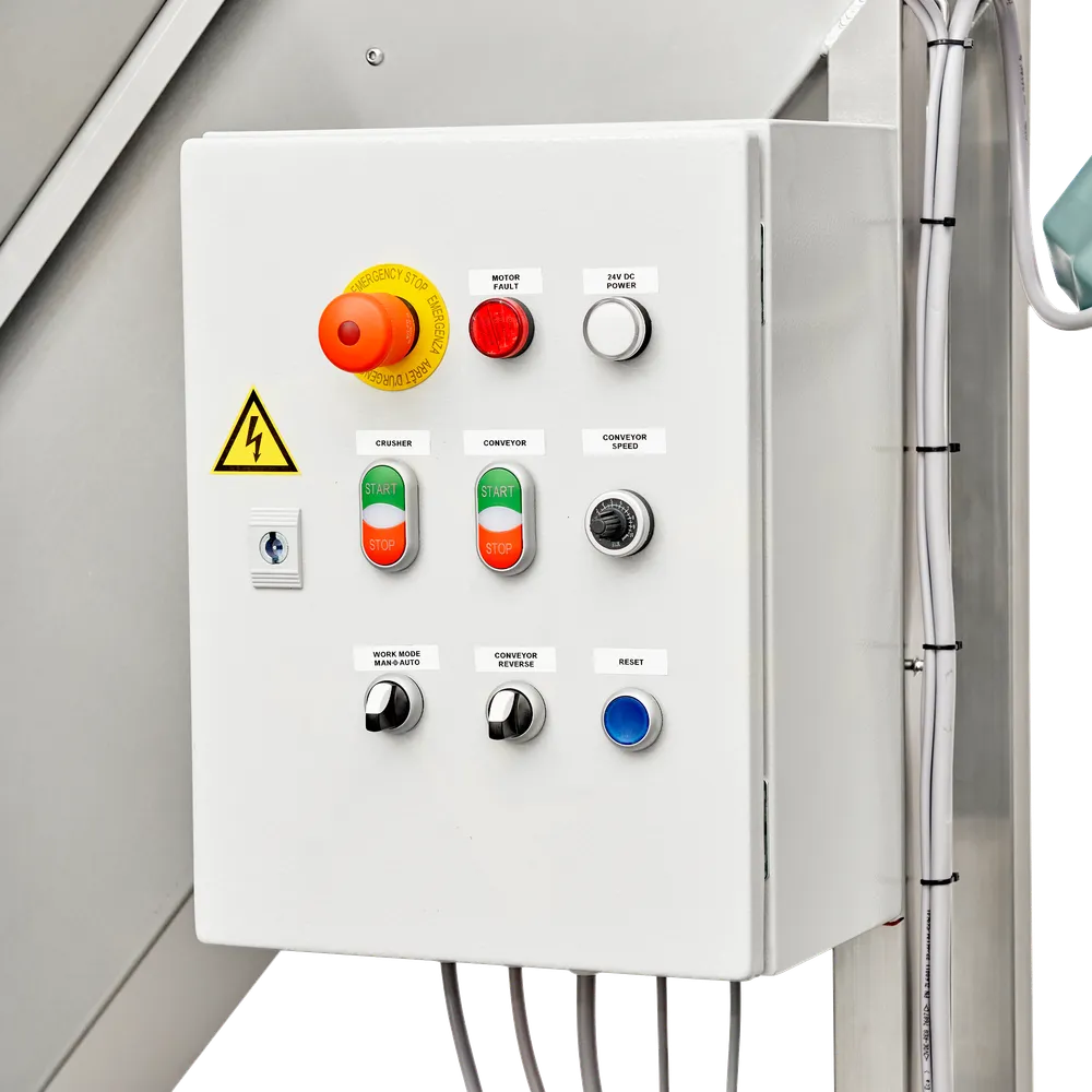 Elektrisk vask, transport og knusning i rustfrit stål med kontrolpanel 